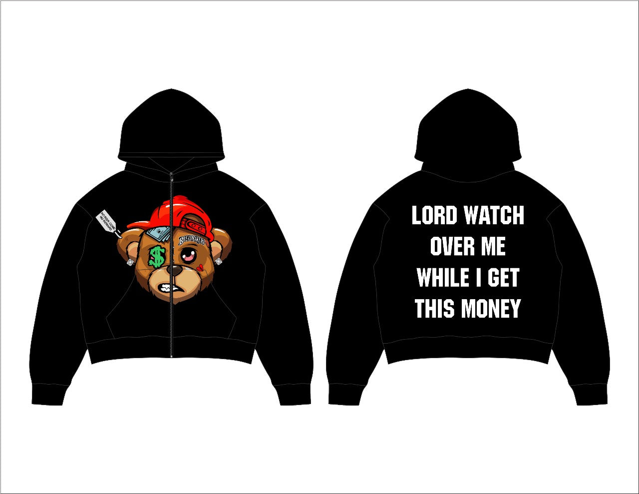 BREADMAKER$CO BEAR ZIP-UP HOODIE